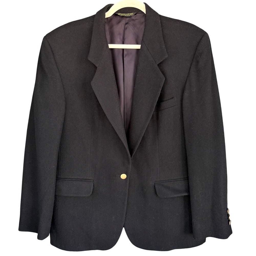 A8 VTG Bristol County Black 100% Pure Wool Single Button Blazer Made in USA‎ 18